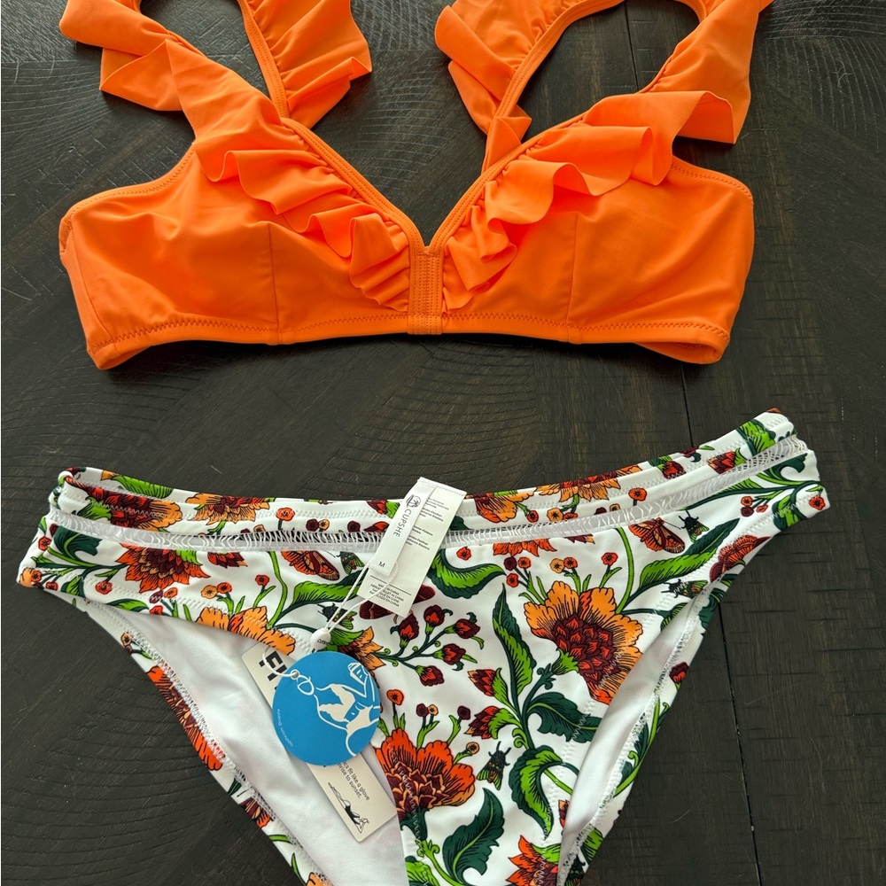 Cupshe Orange and Floral Bikini Set